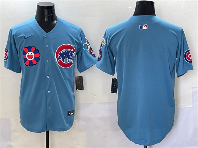 Men's Chicago Cubs Blank Blue 2025 Tokyo Series 2nd Alternate Limited Stitched Baseball Jersey